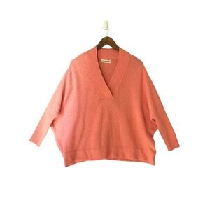 Anthropologie Oversized V-Neck Knit Sweater peach XS